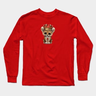 Cute Royal Leopard Wearing Crown Long Sleeve T-Shirt